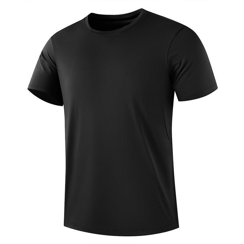 Ice silk quick-drying white short-sleeved men's summer thin breathable crew neck sports running top