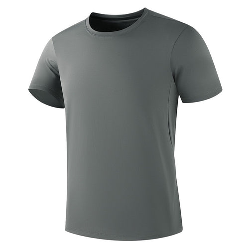 Ice silk quick-drying white short-sleeved men's summer thin breathable crew neck sports running top